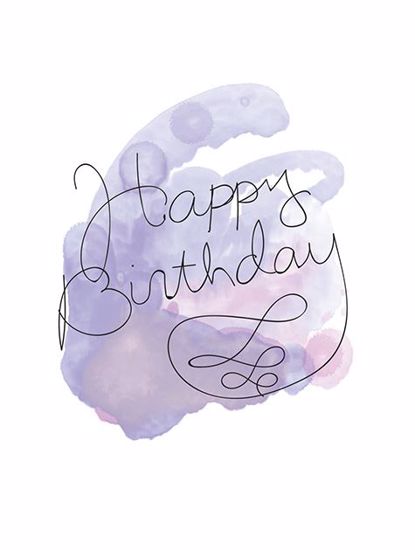 Picture of Watercolor Purple Happy Birthday