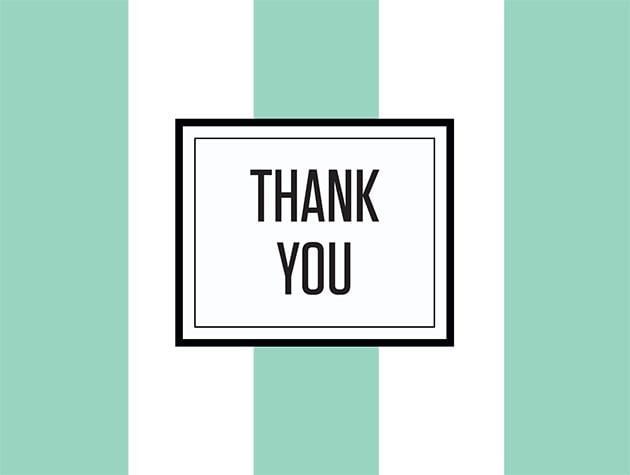 Picture of Wide Stripe 'Thank You' Mint
