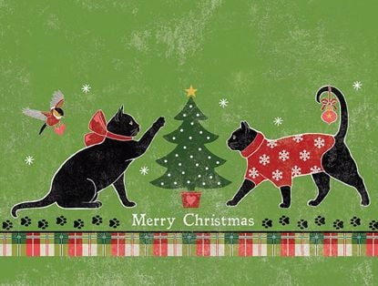 Picture of Cats and Christmas Tree