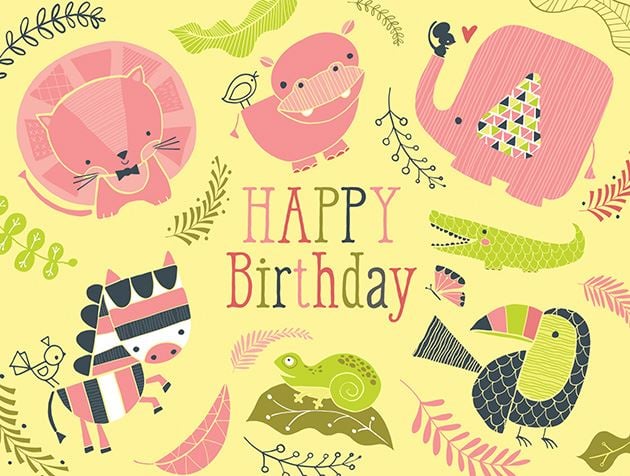 Picture of Happy Birthday Animal Menagerie Pink