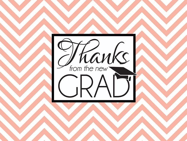 Picture of Thanks from the Grad - Coral Chevron