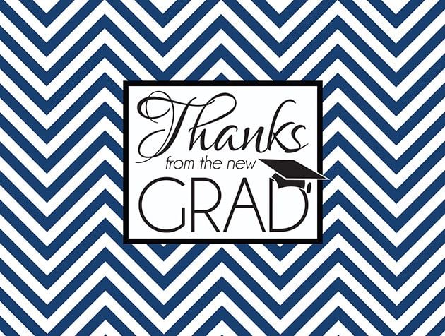 Picture of Thanks from the Grad - Navy Chevron