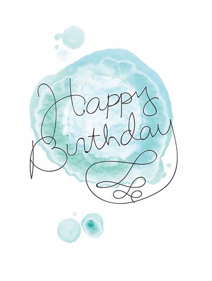 Picture of Watercolor Blue Happy Birthday