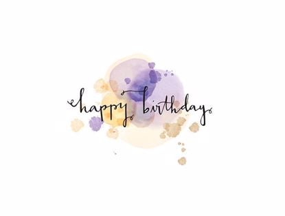 Picture of Purple Watercolor Script Happy Birthday