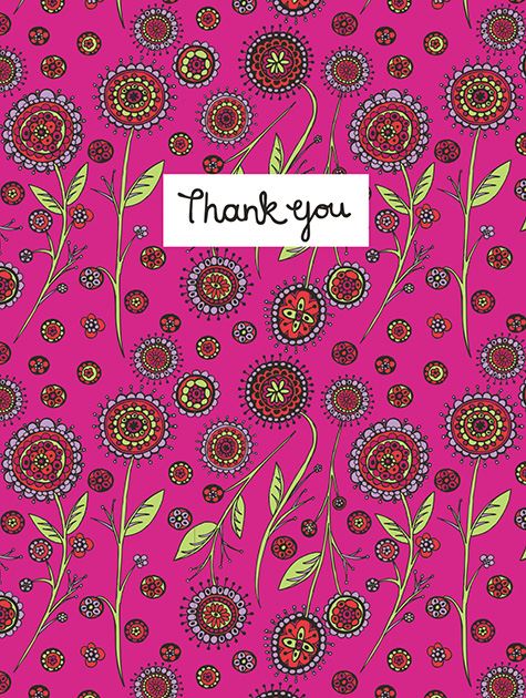 Picture of Forest Flowers Thank You on Pink