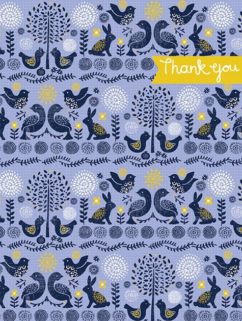 Picture of Fowl and Hare Thank You on Blue